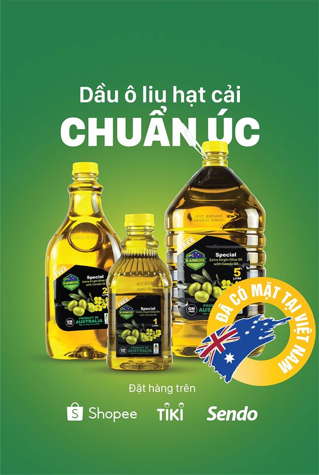 Dầu ăn kankoo là dầu ôliu hại cải chiên xào chuẩn Úc đầu tiên tại Việt Nam